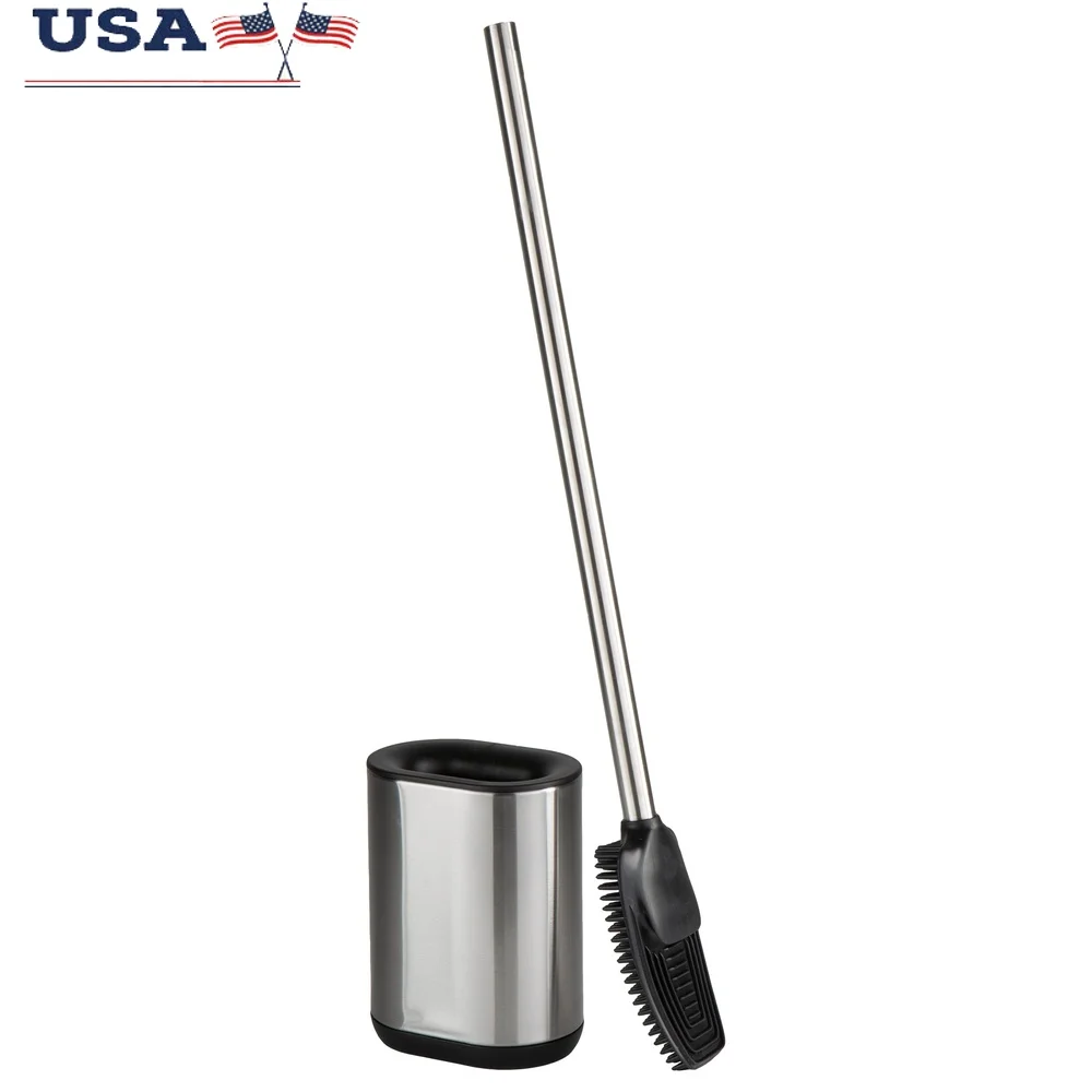 

Держатель для туалетной щетки из нержавеющей стали для взрослых, мягкая резиновая щетина, легко чистится, устойчивый к ржавчине, прочный TPR, вентилируемый для хранения в ванной комнате