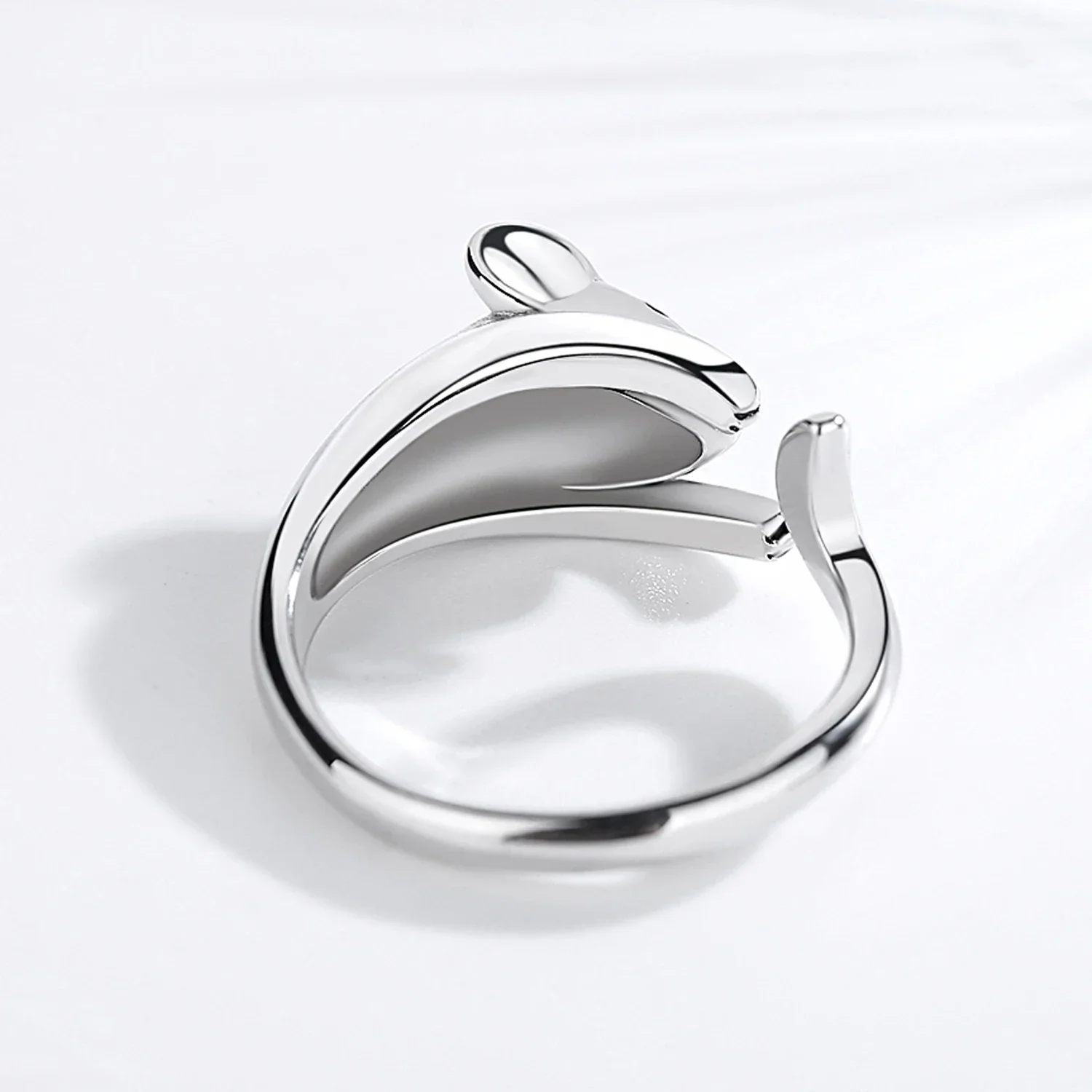 TNGZHE Cute Mouse Rings for Women Naughty Cut Finger 925 Sterling Silver Long Tail Black CZ Eye DIY Jewelry Gifts