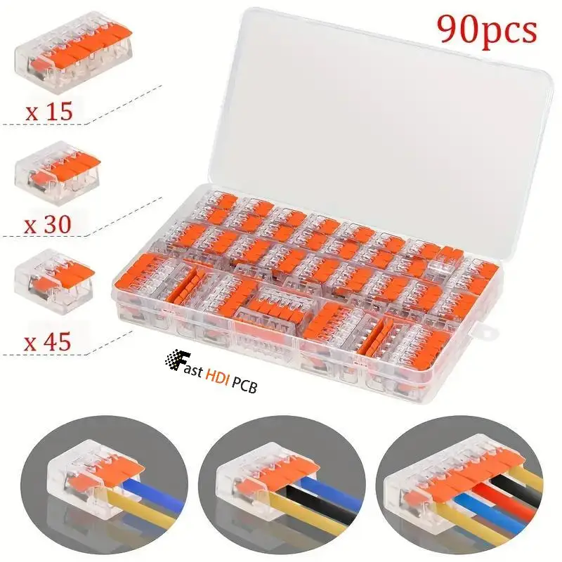 ขั้วต่อไฟฟ้าแบบเชื่อมต่อเร็ว ขั้วต่อแบบก้านโยกใส 2 3 5 พอร์ต 32A 250V สำหรับสายไฟตันและสายไฟหุ้มฉนวนขนาด 0.5-4 มม.²