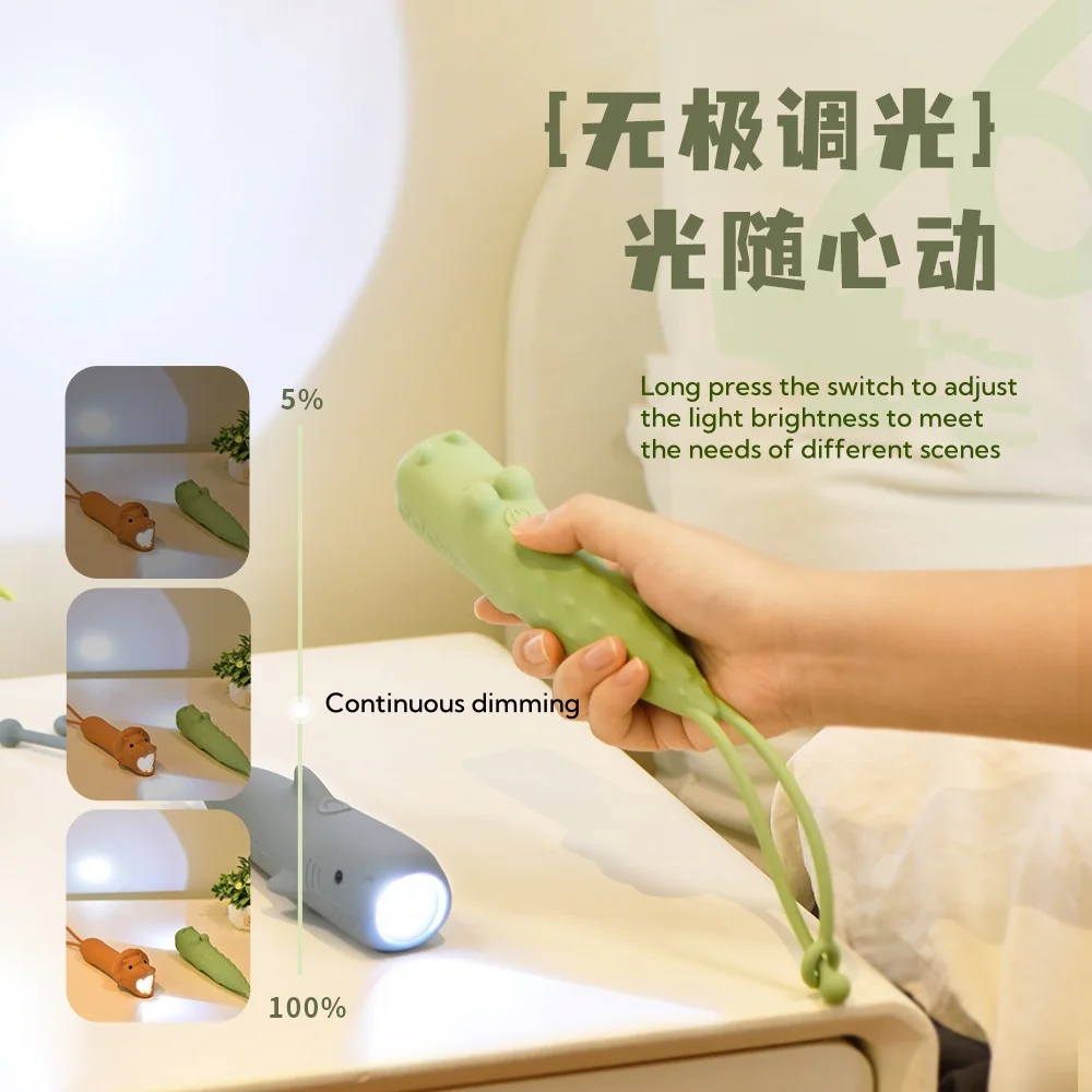 2025 Linterna de silicona animal Luz nocturna portátil recargable por USB para niños Camping al aire libre Senderismo