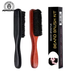 1pc Brush Beard Grooming Brush Wood Handle Boar Bristle Barber Hair Styling Comb Traightens and Promotes Beard Growth