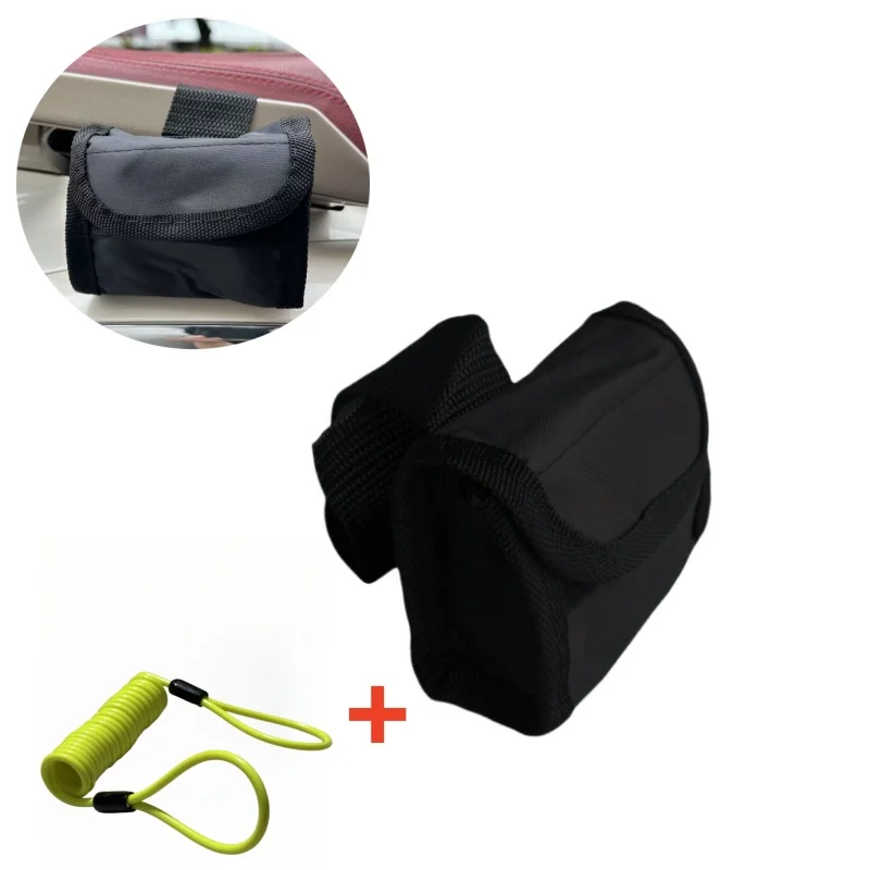 Motorcycle Alarm Lock Oxford Bag for Scooters Bike Change Key Bag Mountain Bike Black Lock Bag Removable +1.5m Reminder Rope