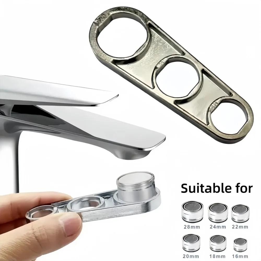 2 in 1 Faucet Aerator Metal Wrench Water Flows Adjusting Accessories Multifunctional Home Faucets Dedicated Maintaining Tools