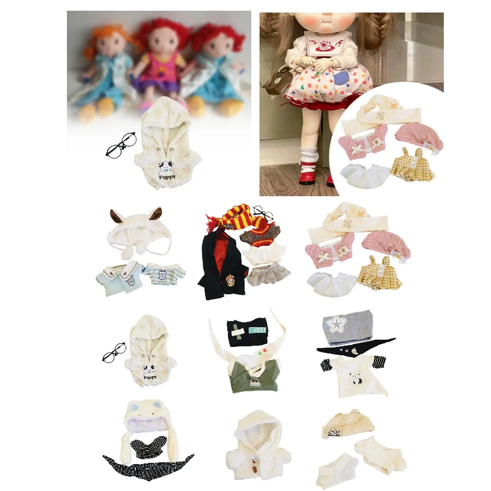 

Dolls Clothes, Handmade Casual Outfits, Miniature Clothing for 20cm Dolls Dress up New Year Gifts