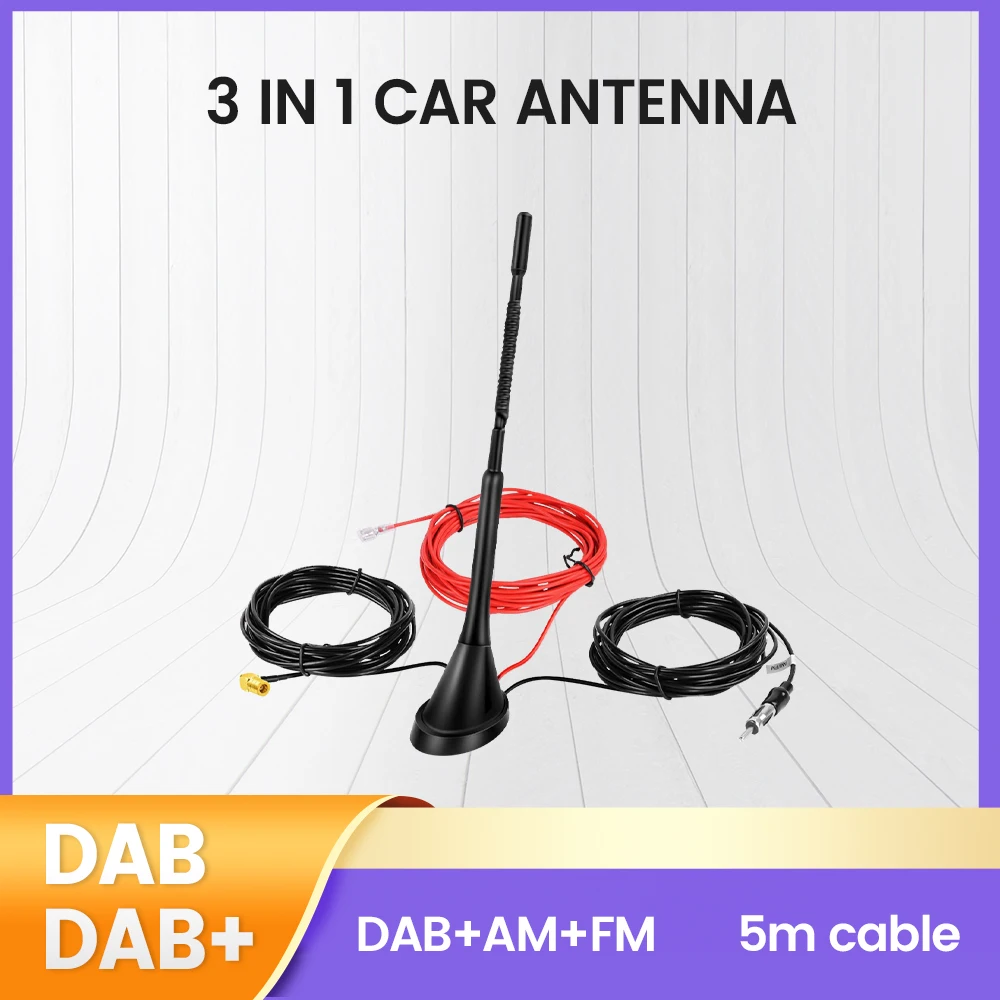 Tomostrong New DAB+ AM+ FM Transmitter Radio Universal for Car Android Screen Media Player DAB Antenna Signal Receiver