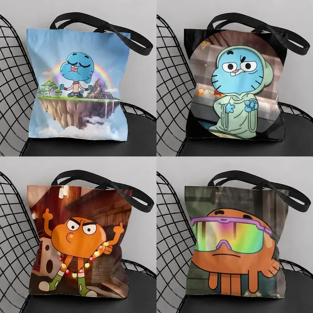 A-Amazing World G-Gumball Storage Bags Canvas Tote Bag Double-Sided Print Fashion Shoulder Shopping Bag Gift Handbags