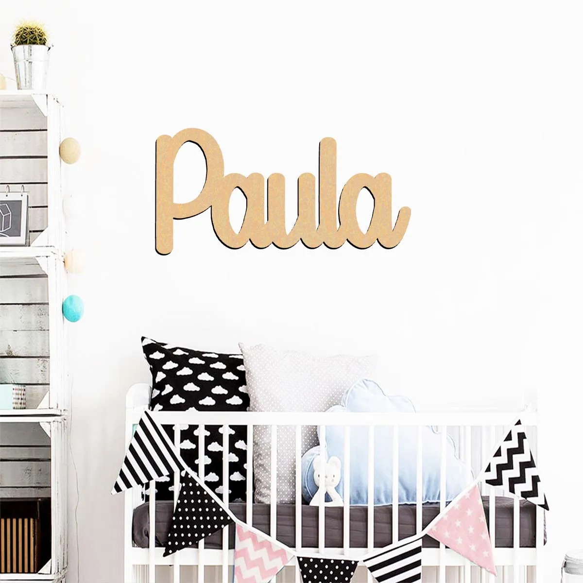 1 Pieza de Letrero de Madera Personalizado con Nombre, Modelo Paula, Duradero, Placa de Madera Cortada con Láser, Hecho a Mano con Elegante Letra Cursiva