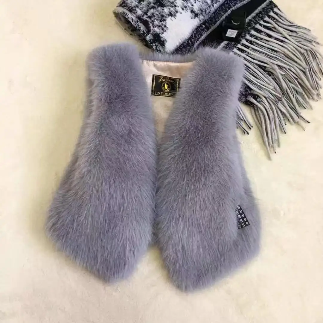 احتفالي الاصطناعي الثعلب الفراء المرأة سترة قصيرة لينة أفخم أكمام معطف الإناث بلايز معطف هدايا عيد الميلاد #4