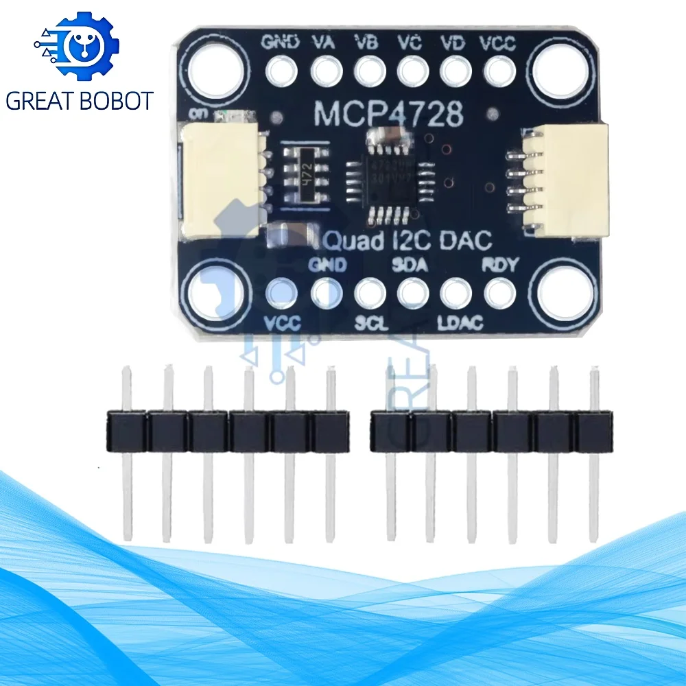 MCP4728 Quad DAC Module 2.7V-5.5V with EEPROM 4-Channel Output Breakout Board STEMMA QT/Qwiic Compatible