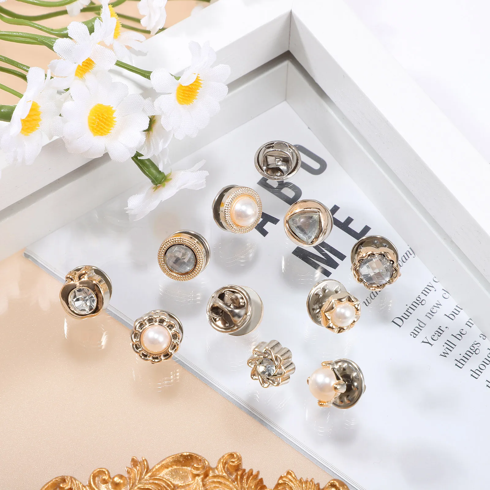 

40pcs Anti-Flash Buttons Alloy Snap Fasteners No Sew Brooch Buttons Decorative Shirt Lapel Pins Skirt Pants Button Replacements