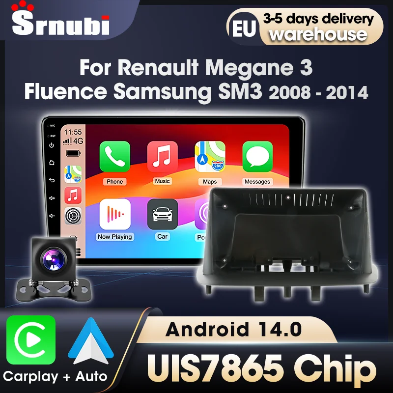 Sistemas Inteligentes para Automóviles con Android Auto para Renault Megane 3 Fluence Samsung SM3 2008-2014, Sistema Operativo Android, Carplay, Pantalla QLED, 4G+WIFI