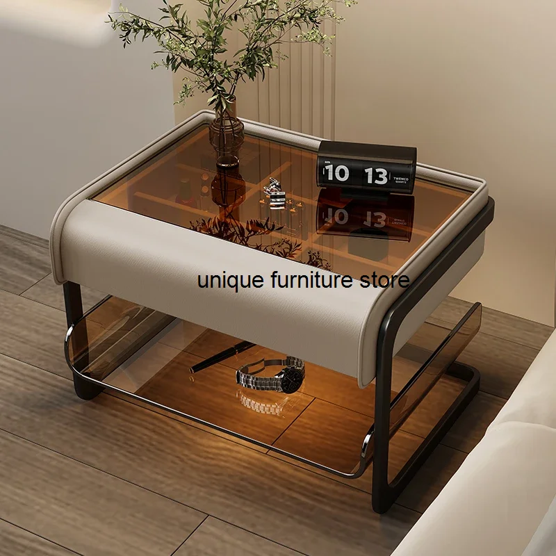 Side Luxury Smart Nightstands Transparent Nordic Bedside Low Speaker Table Small Space Wireless Charger Nachttisch Furniture