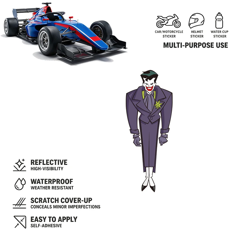 Car Stickers Cartoon Purple Suit Villain Vinyl Decal Waterproof Die Cut Weatherproof UV Resistant for Truck Body Auto Decor