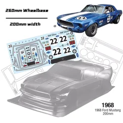 1/10 RC PC shell body Mustang 1968 pony car no paint clean shell 200mm larghezza 260mm interasse 1/10 drift on-road hsp mst d5s