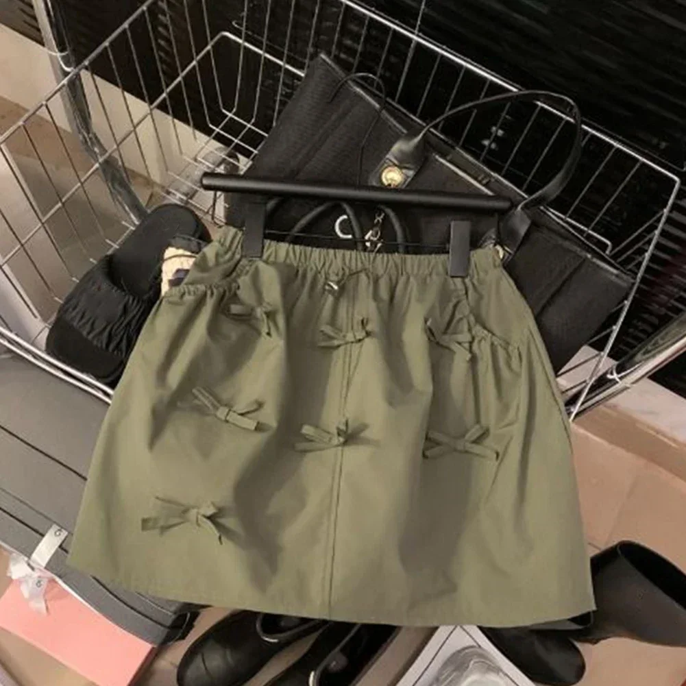 

Bowknot Skirt Drawstring Skirt Comfortable Fit Fashionable Design Pockets For Convenience Women Summer Mini Skirt