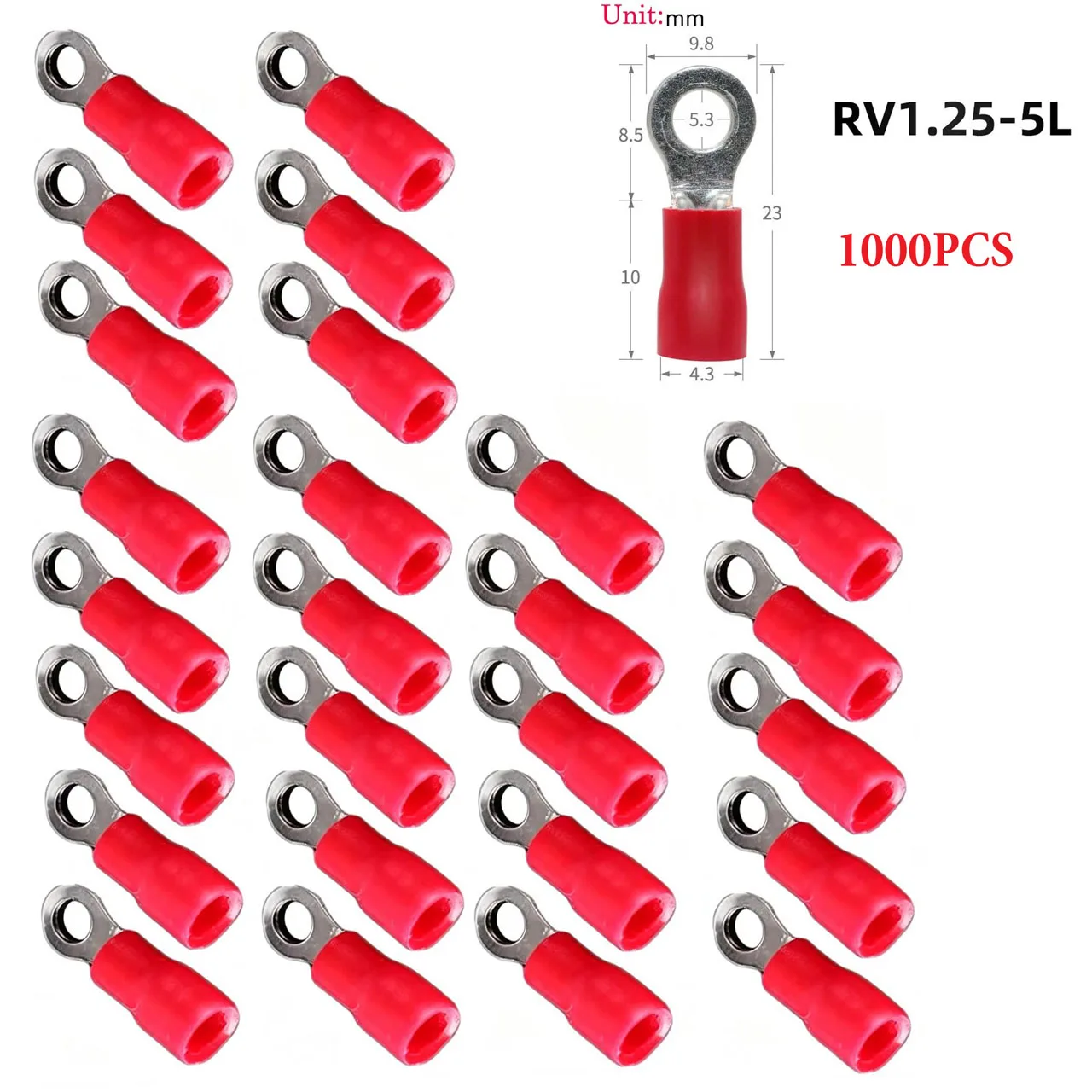 1000pcs Ring Ground Insulated Wire Connector Electrical Crimp Terminal 20-16 AWG For Splice Electricals Cable Wire End Connector