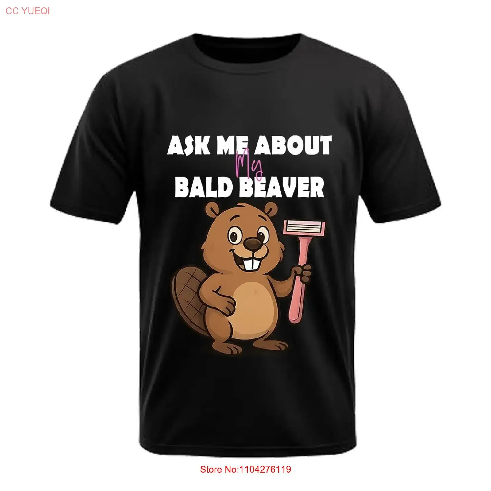 Ask Me About My Bald Beaver Fun Rude Suggestive T Shirt For Nights vintage Washed graphic Stretched Versatile Unisex fashion