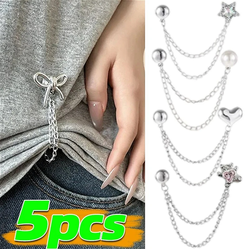 

5 шт., магнитная пряжка-цепочка, металлическая брошь, пряжки, свернутые штаны, регулировка ног, швейные принадлежности «сделай сам», крючки, сменные шорты, брючные ножки