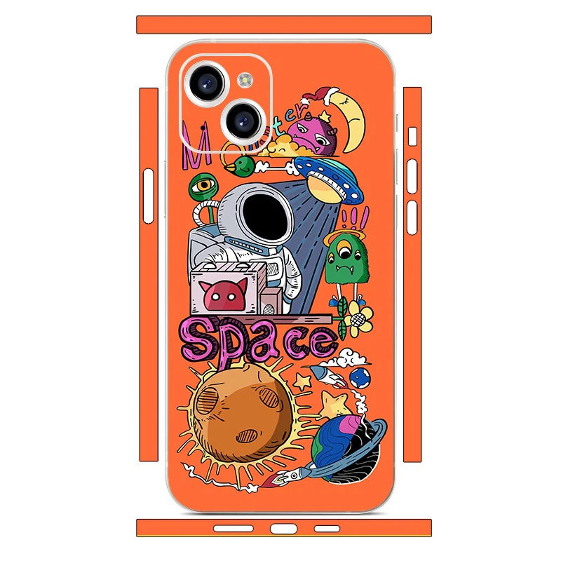 For iPhone 13 Pro Max Mini 12 14 15 Cases 3M Films Decal Skin Universe Space Astronaut Covers Protector Wrap Stickers