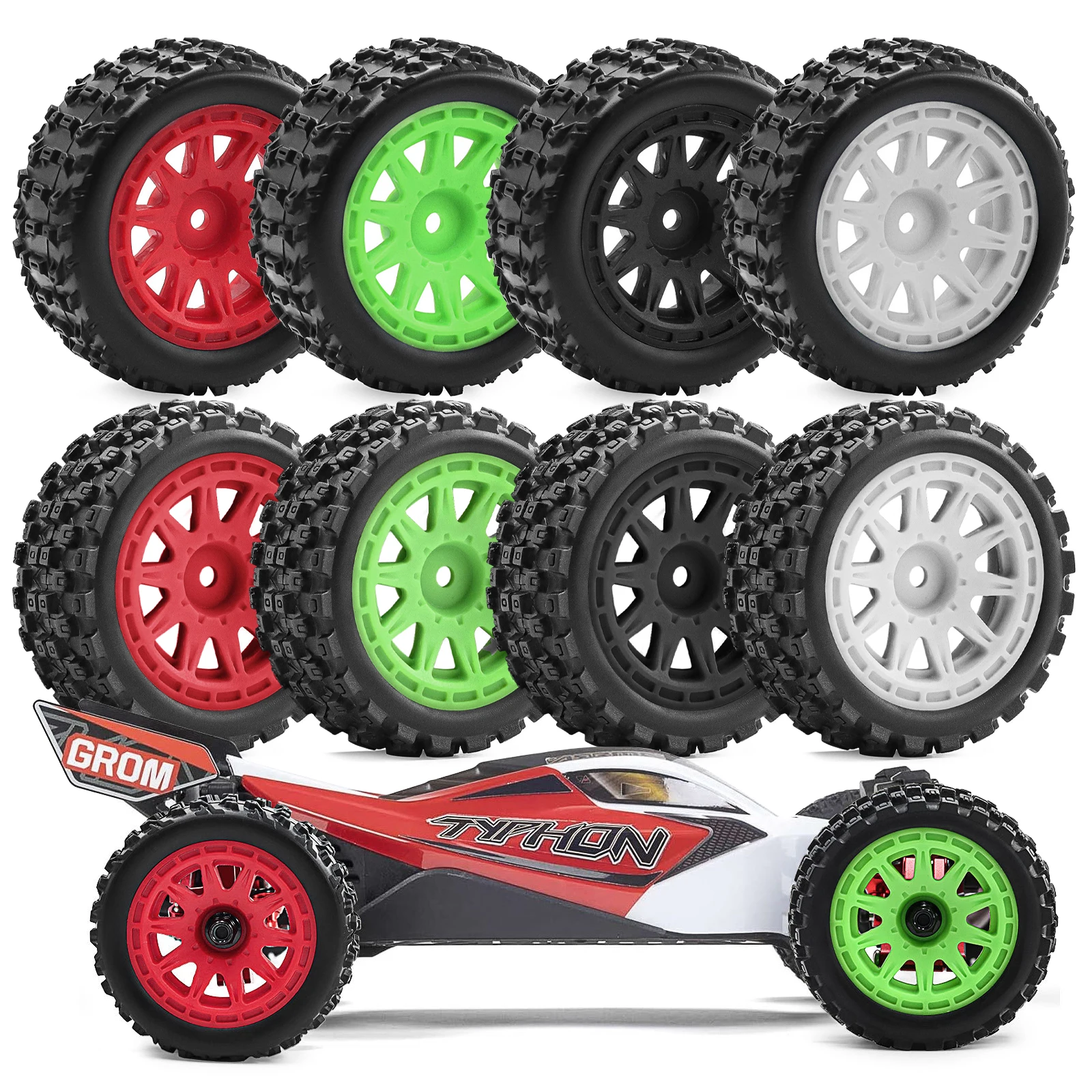 

4pcs 70*26mm RC Wheel & Tires with 12mm Hex for ARRMA 1/18 Typhon Grom 2S BLX RC Car Upgrade Parts Accessories