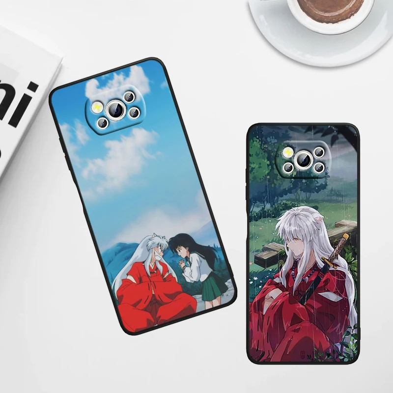 Anime InuYasha Cool For Xiaomi Poco X6 X5 X4 X3 F4 F3 NFC M6 M5 M4 GT S Pro 4G 5G C65 Black Soft Phone Case