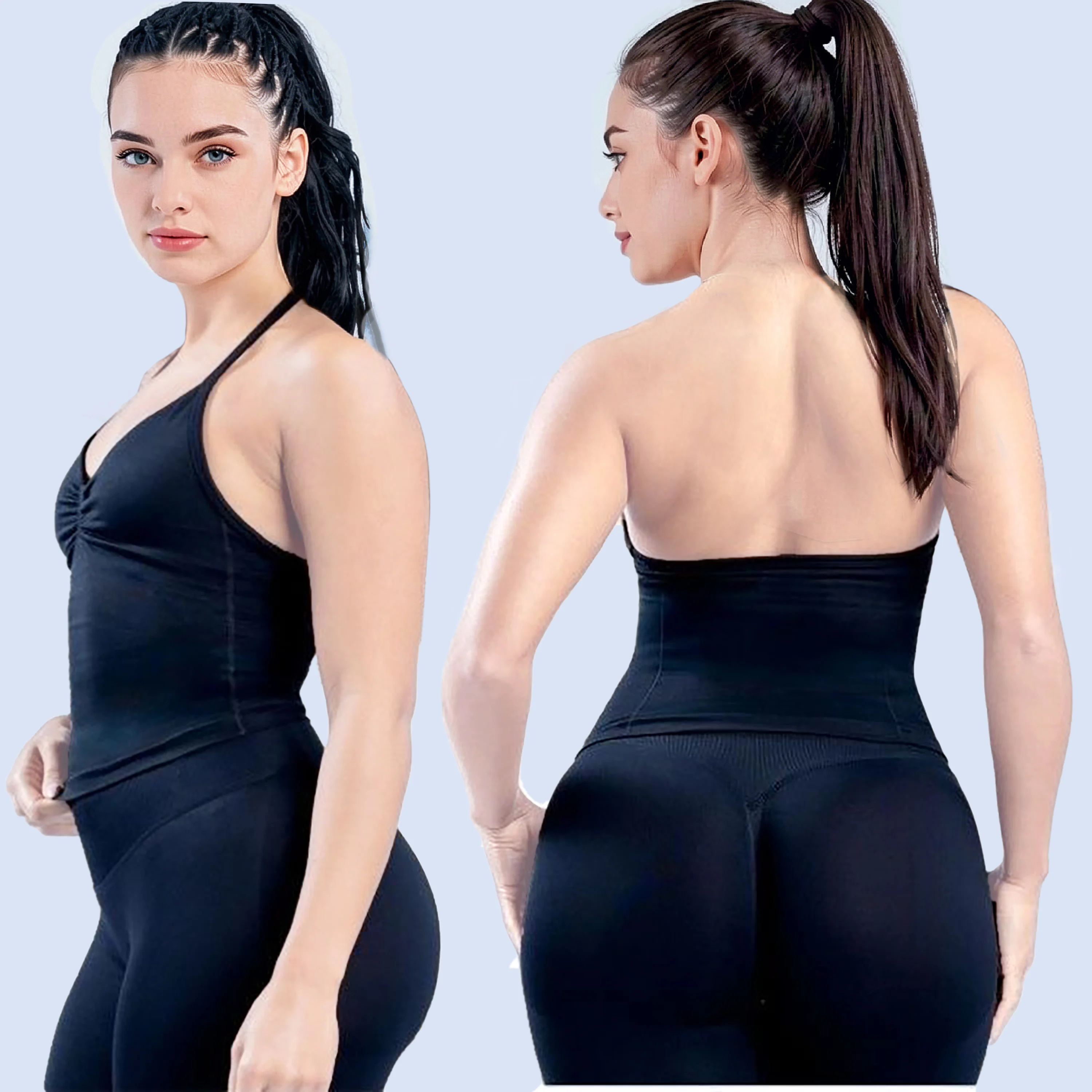 DF LOGO Women's Longline Strappy Backless Gym Top Scrunch Workout Open Back Bra Tank Top for Running Yoga Shirt