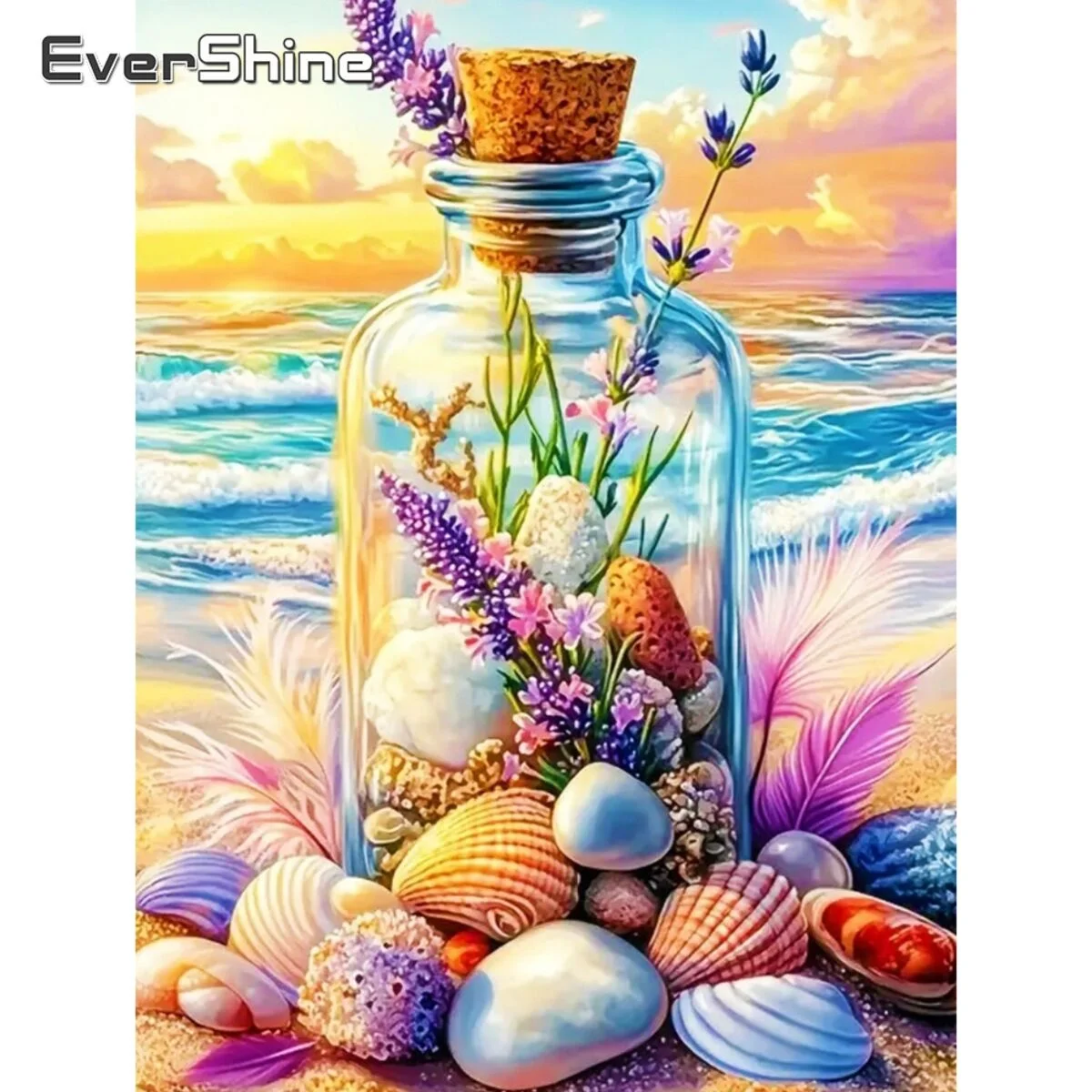 Evershine Diamant-Malerei, Flasche, Landschaft, Wolke, neue Kollektion 2025, Diamant-Stickerei, Landschaft, Meer, Strand, Kreuzstich-Set