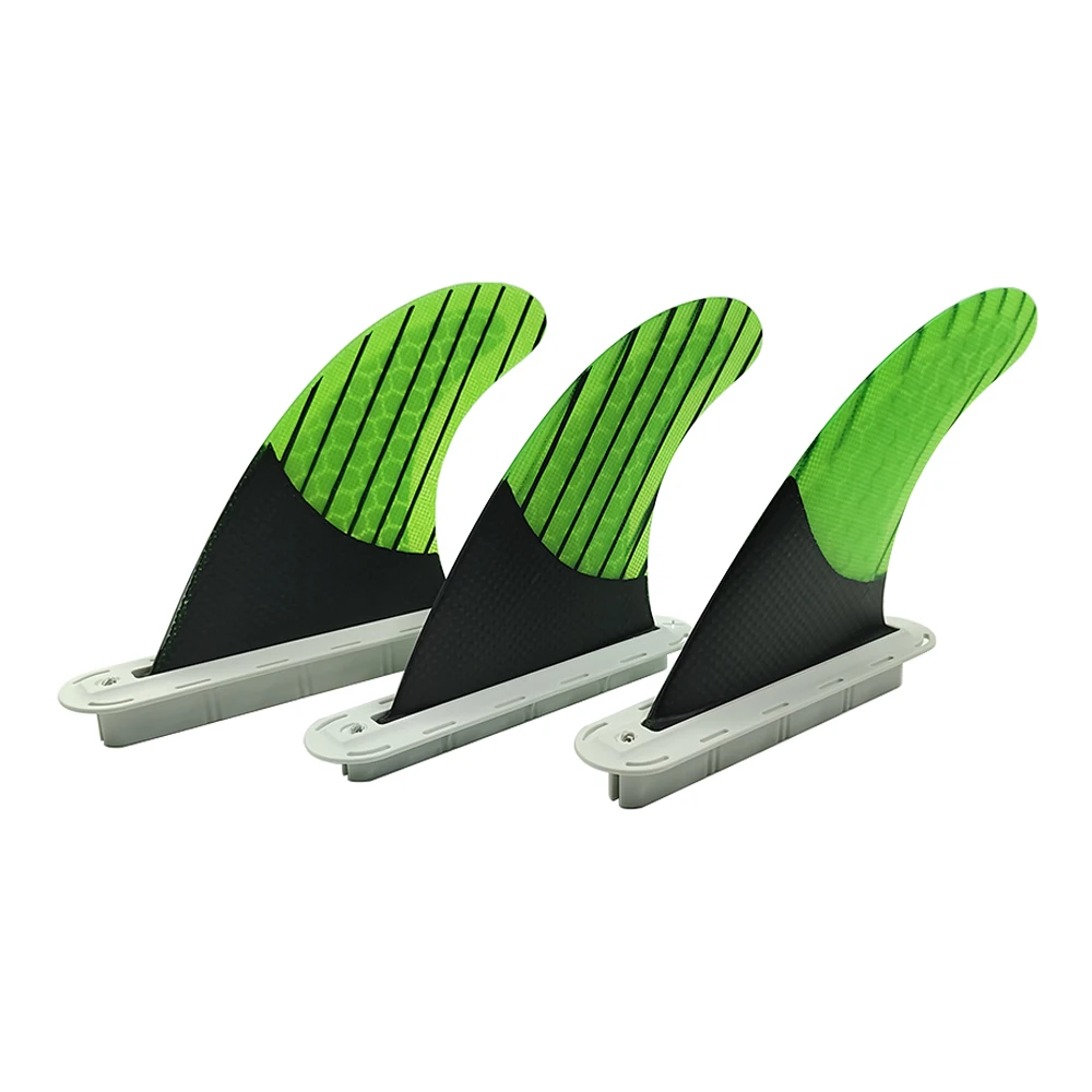 

Fiberglass Honeycomb With Carbon UPSURF FUTURE G5/G7 Size Surfboard Fins Thruster(3 Fins) Single Tabs Green With Black Surf Fins