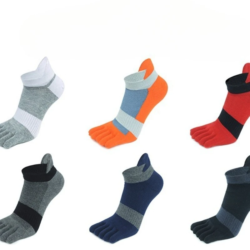 

1/6 pairs Casual Comfortable Five Finger Socks Thickened men Short Socks Mesh Breathable Sweat Absorbing Men's Short Socks