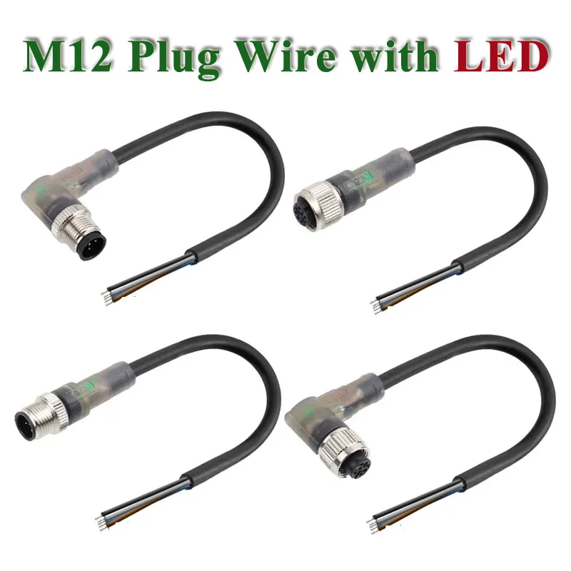 cabo-conector-m12-3-4-5-pinos-a-prova-d'agua-com-luz-led-placa-pcb-moldado-por-injecao-macho-e-femea-encaixe-fio-de-tomada-de-aviacao