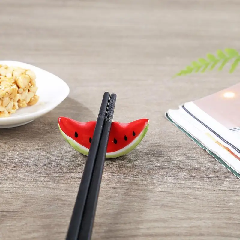 Cute Watermelon Shaped Ceramic Chopstick Rest Spoon Fork Tableware Holder Pen Rack For Kitchen Restaurant Table Decoration