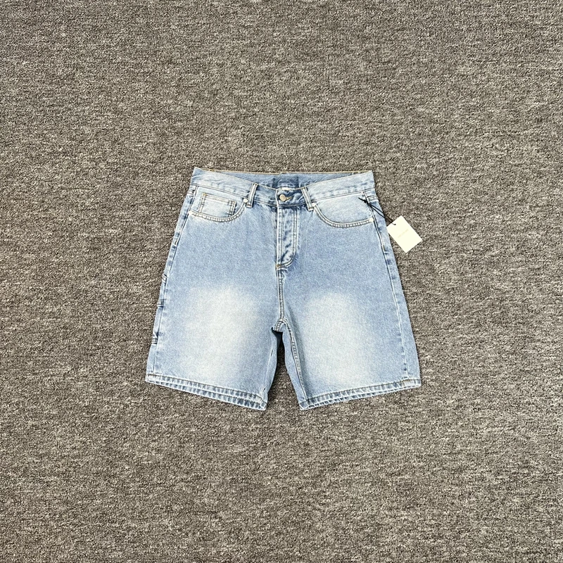 

Джинсовые орты свободного кроя в стиле ретро, повседневные летние модные брендовые молодежные брюки с прямыми штанинами и застежкой на пуговицы средней талии