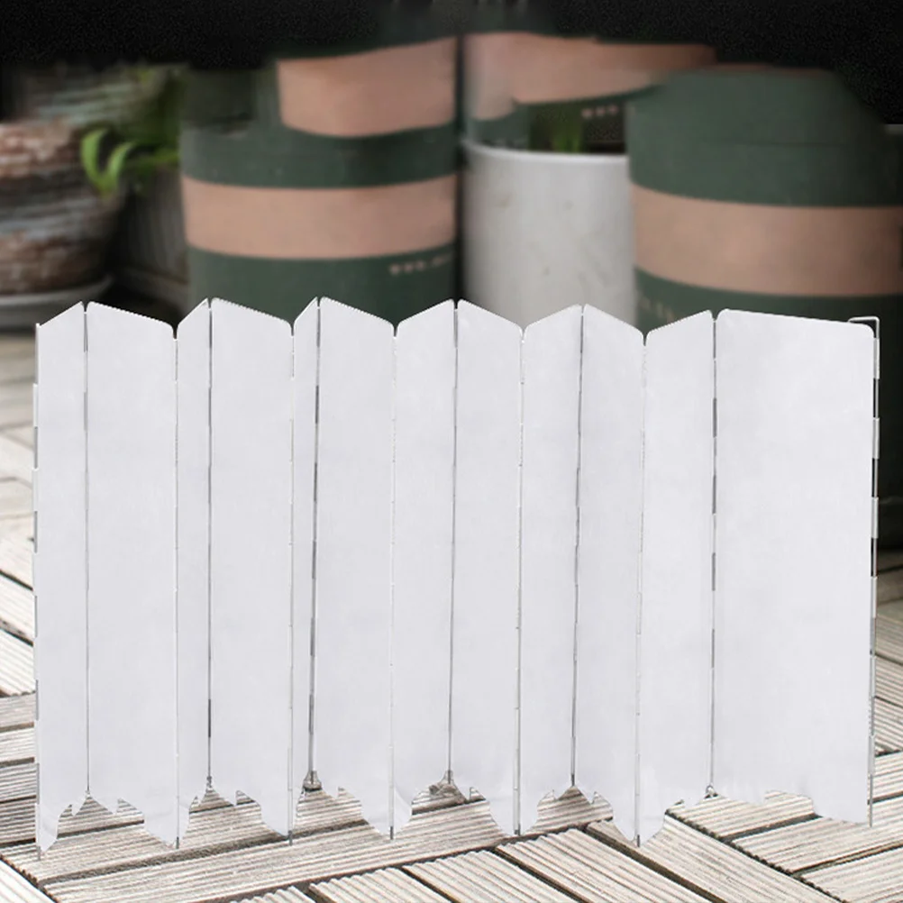 

1 pc Camping Wind Shield 12 Sheet Silver Foldable Aluminium Alloy Outdoor For Bbq Picnic Fuel Saving Long Plug