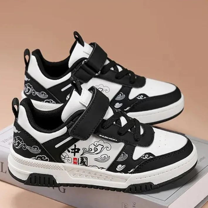 

Children's Sports Running Shoes Non-slip For Boys PU Leather Breathable Kids Casual Fashion Sneakers School Walking Shoe