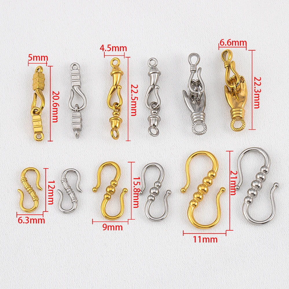 2pcs Stainless Steel Gold Plated Hand-Shape Boat Anchor S-shaped Connection Buckle for DIY Bracelet Clasps Jewelry Accessories view 6