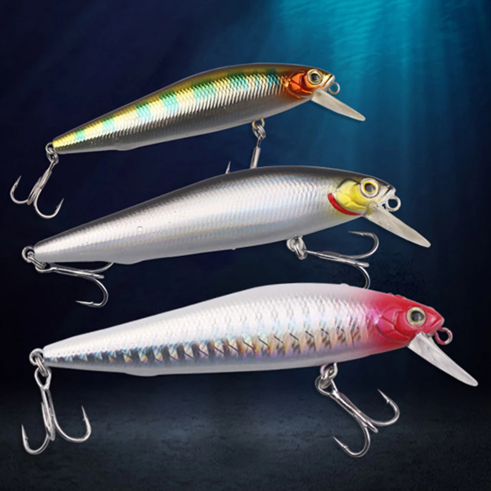 

Slow Floating Minnow Fishing Lure Jerkbait Wobbler Artificial Bait Flash Shallow Shad for Bass Saltwater Freshwater Fishing