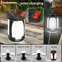 4500mAh Solar LED Camping Lantern High Power Rechargeable Emergency Bulb Power Bank Foldable 6 Light Modes for Camping Fishing