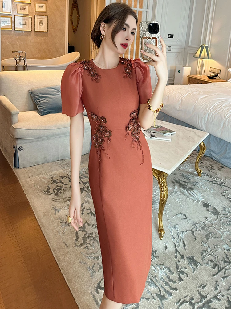 أزياء الصيف خمر تخفيف مناسبة رسمية فستان رصاص النساء الملابس الأنيقة مكتب س الرقبة سليم ميدي حفلة فيستدوس فييستا