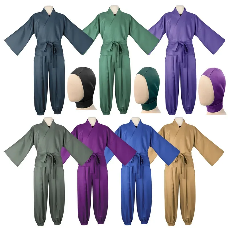 qa156Anime Nintama Rantaro Cosplay Costume Ninja Anime Kids Full Set Multi-colored Clothes Women Man Cos Halloween Party Comic C