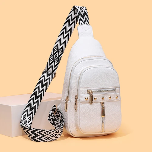 Imagen 2 del producto Cartera multicapa de moda para mujer. | Correa de hombro ajustable, cierre de cremallera, bolso de pecho multifuncional de estilo urbano