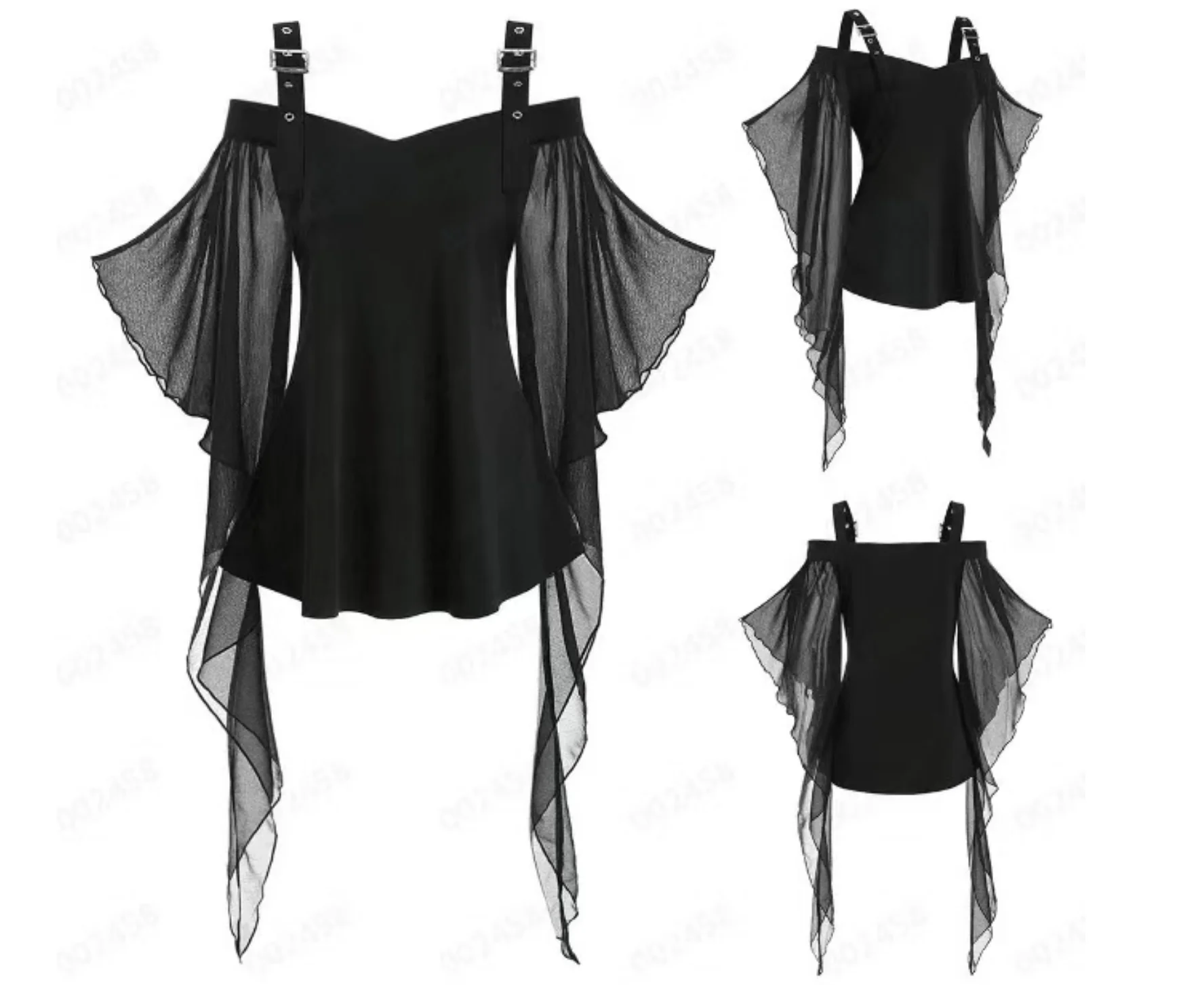 

COSPLAY Witch Off Shoulder Mesh Strap One Collar Top Lolita Gothic Style Dark Element Top