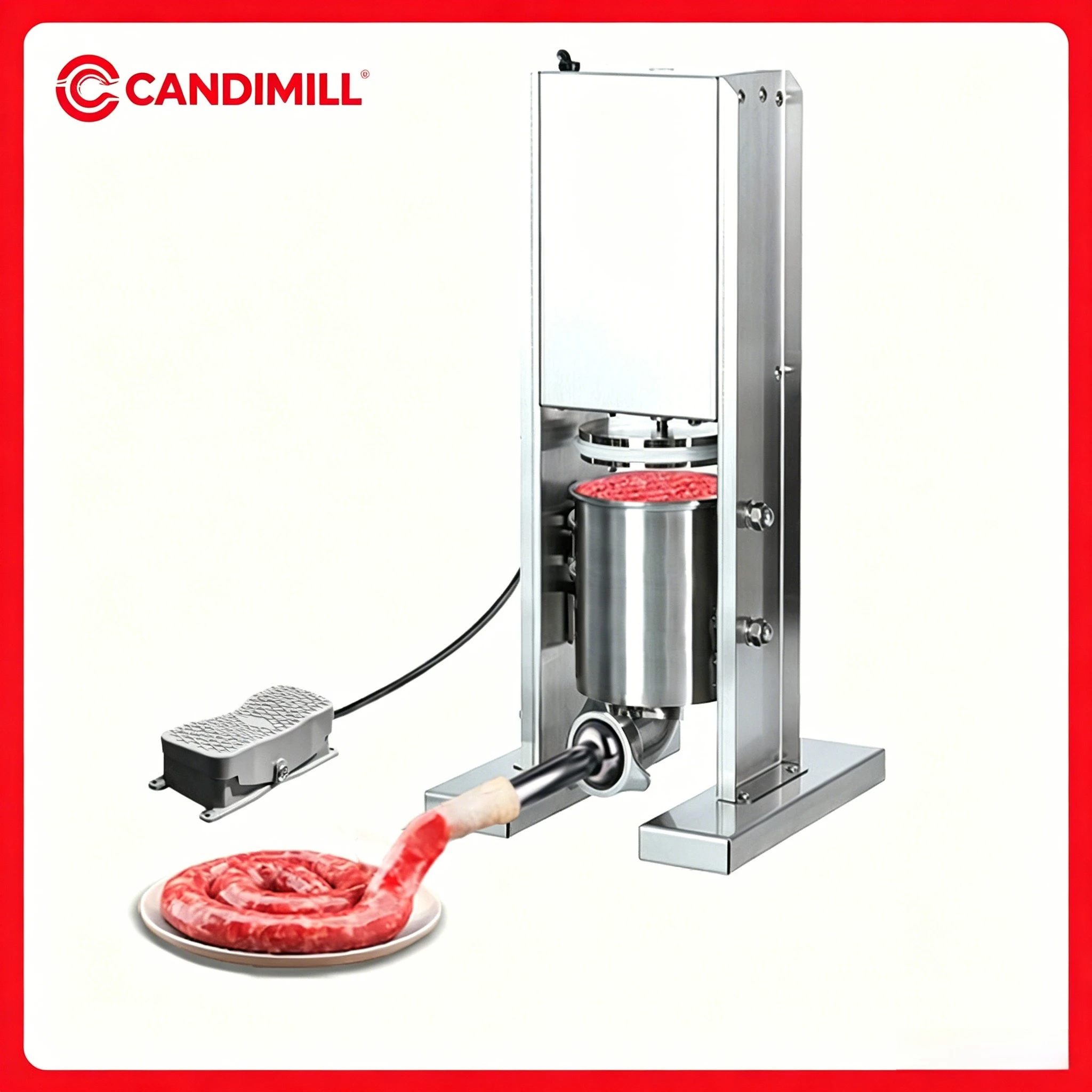 Commercial Canteen Electric Sausage Stuffer 304 Stainless Steel Foot Pedal Sausage Filling Maker for Dry Sausage Processing