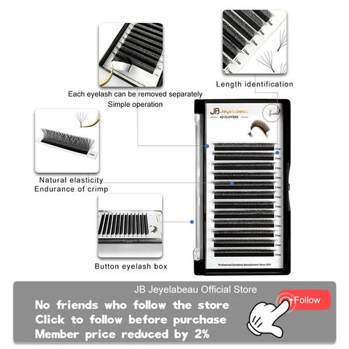 Imagen 2 del producto JB Jeyelabeau 3D 4D 5D W pestañas postizas rizo natural extensión de pestañas volumen prefabricado ventiladores pestañas postizas 6D W cilia