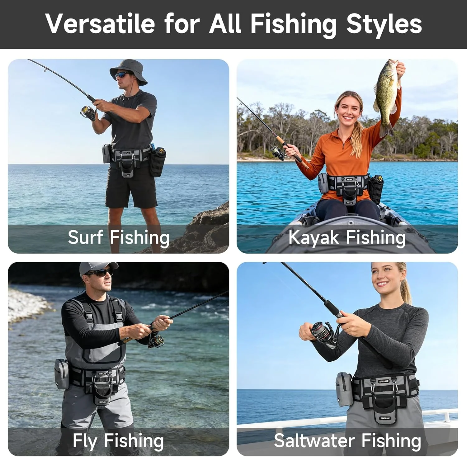 SANLIKE Fishing Belt Rod Holder Wading Fly Fishing Belt Kit Adjustable Fighting Waist Belt with Detachable Tackle Bag - view 6