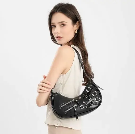 Women Bag PU Shoulder Bags for Women Y2K Trendy Cool American Motorcycle Bag 2026 New Bags for Women Designer Handbag