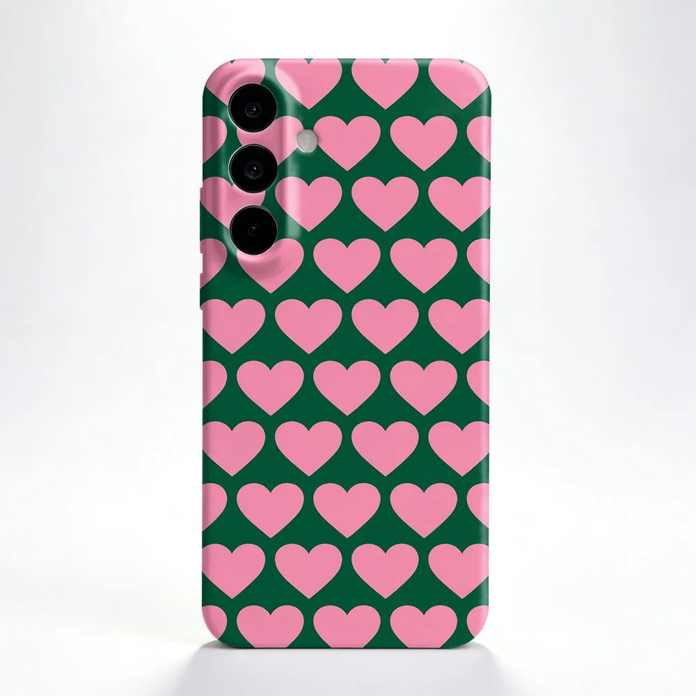 Pink Love Heart Case For Samsung S26 S25 S24 S23 S22 Plus S21 Ultra Edge S23 S24 S25 FE Hard PC Shockproof Phone Cover
