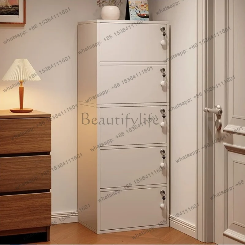 zj.Cupboard Locker Bedroom Simple Modern Locked Storage Cabinet Living Room Against Wall Balcony Corner Small Shelf Home Furnitu
