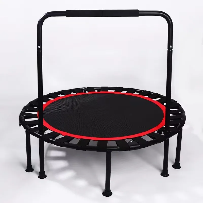 40 Inch Circular Foldable Mini Trampoline With T‑Handle Hand Support Home Indoor Jumping Workout Portable Body Building Gear
