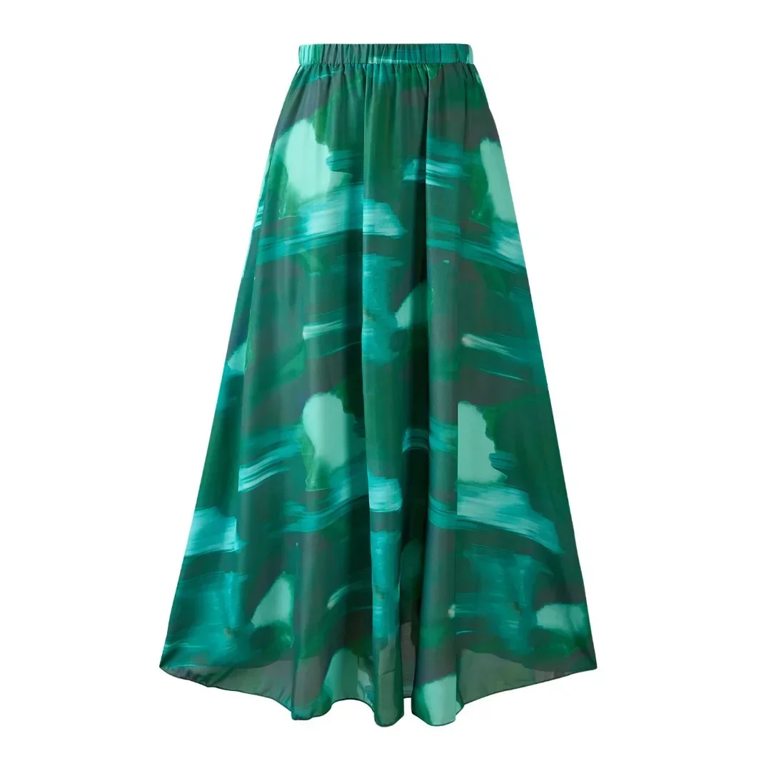 2025 Traje de baño de una pieza para mujer, nuevo superventas, conjunto de traje de baño Sexy estampado de dos piezas, falda redonda de gasa