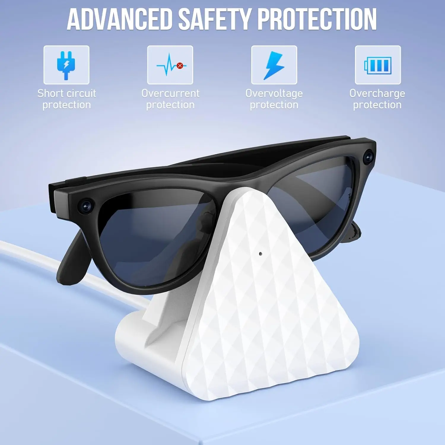 قاعدة شحن نظارات Ai متوافقة مع نظارات Ray-Ban Meta الذكية، شاحن نظارات ذكي محمول للسفر مع محول #3